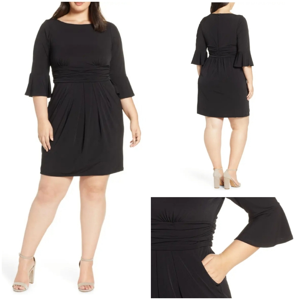 Eliza J Black Bell Sleeve Sheath Dress